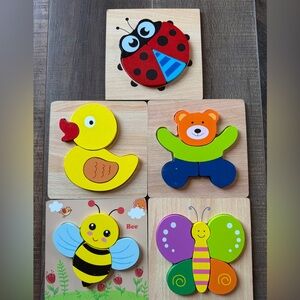 Vibrant Wooden Animal Puzzle Set for Kids